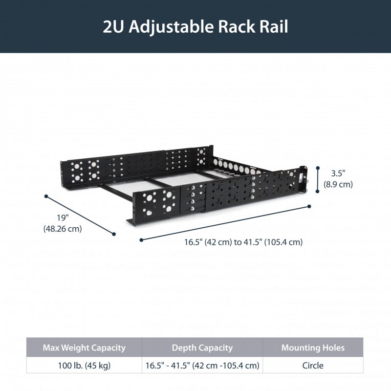StarTech.com Rails fixes universels à profondeur réglable pour rack de serveur 2U 19"
