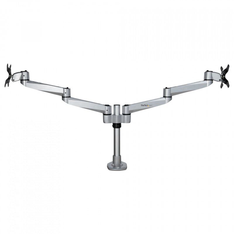 StarTech.com Desk Mount Dual Monitor Arm - Premium Articulating Monitor Arm - up to 30” VESA Mount Displays - Height A