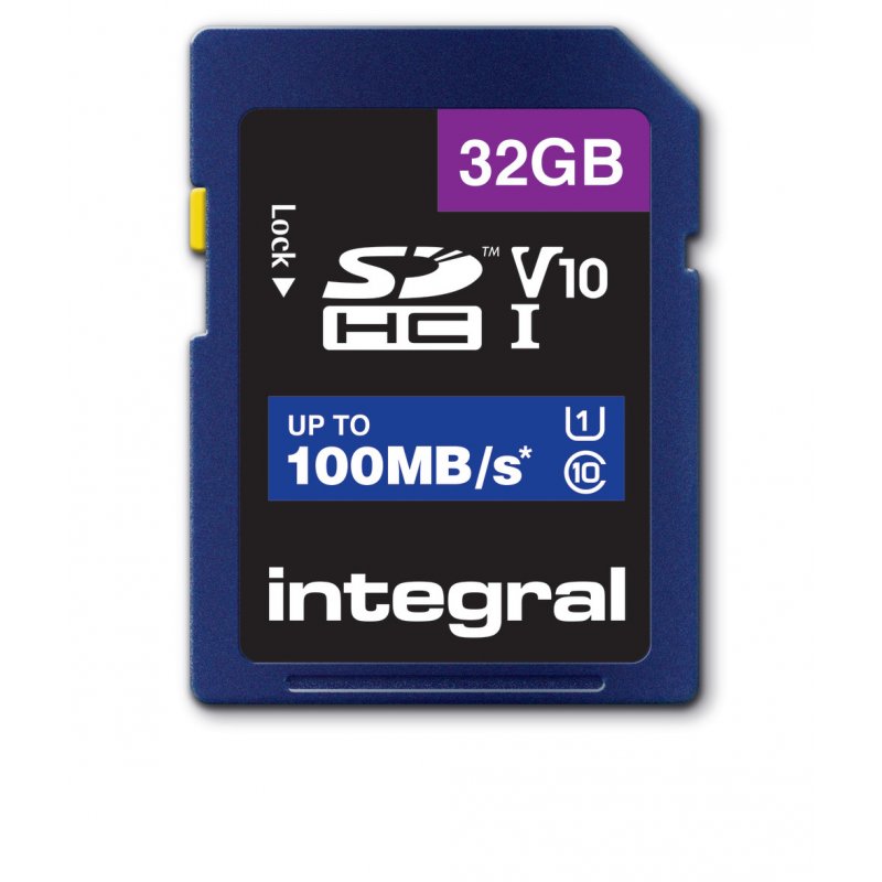 Integral 32GB SD CARD SDHC UHS-1 U1 CL10 V10 UP TO 100MBS READ