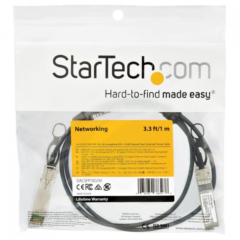 StarTech.com Câble Twinax à fixation directe SFP+ compatible Dell EMC DAC-SFP-10G-1M - 1 m