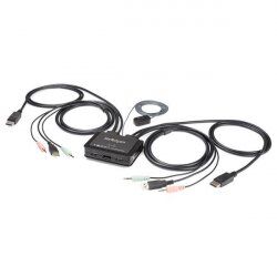 StarTech.com 2 Port DisplayPort KVM Switch - 4K 60Hz - Compact Dual Port UHD DP 1.2 USB Desktop KVM Switch with 4ft Cabl