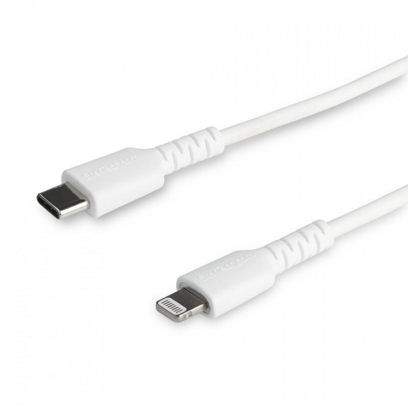 StarTech.com 3 foot (1m) Durable White USB-C to Lightning Cable - Heavy Duty Rugged Aramid Fiber USB Type A to Lightning