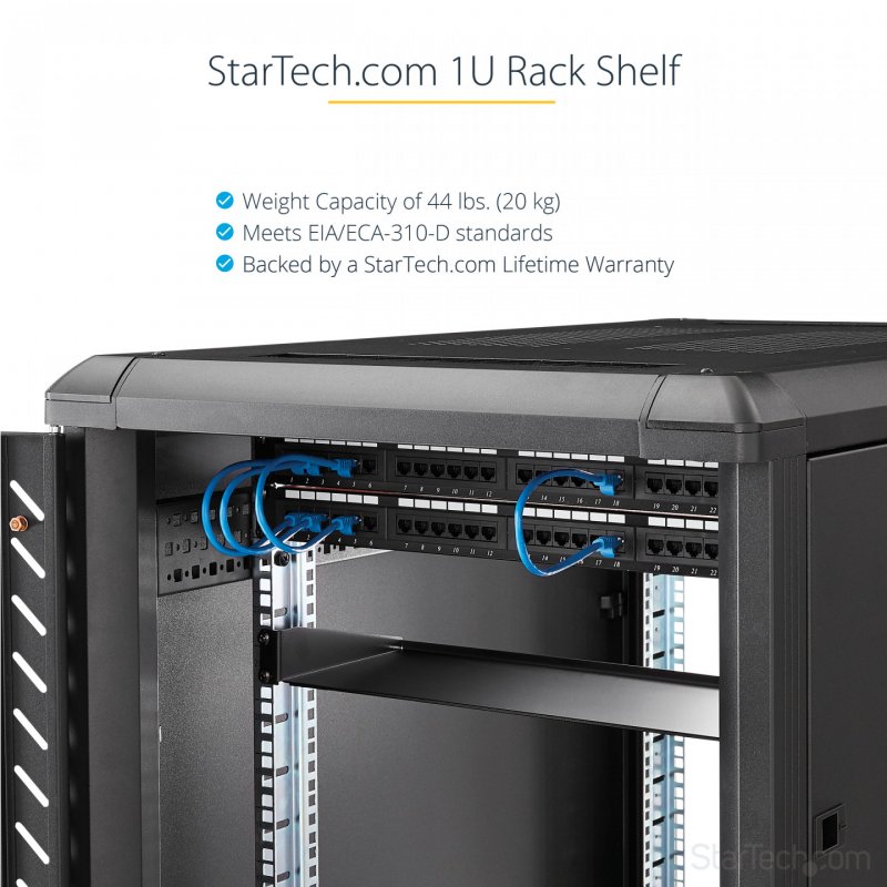 StarTech.com 1U Server Rack Shelf - Universal Rack Mount Cantilever Shelf for 19" Network Equipment Rack & Cabinet - Hea