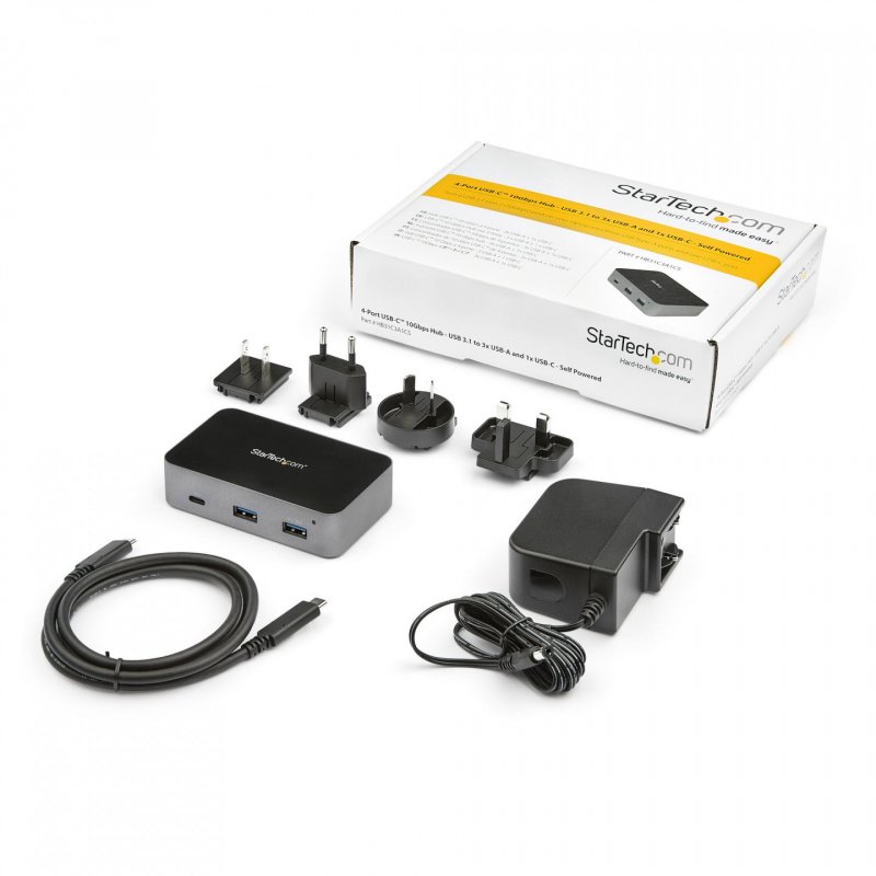 4-PORT USB C HUB - 10 GBPS 3X TYPE A - 1X TYPE C - POWERED