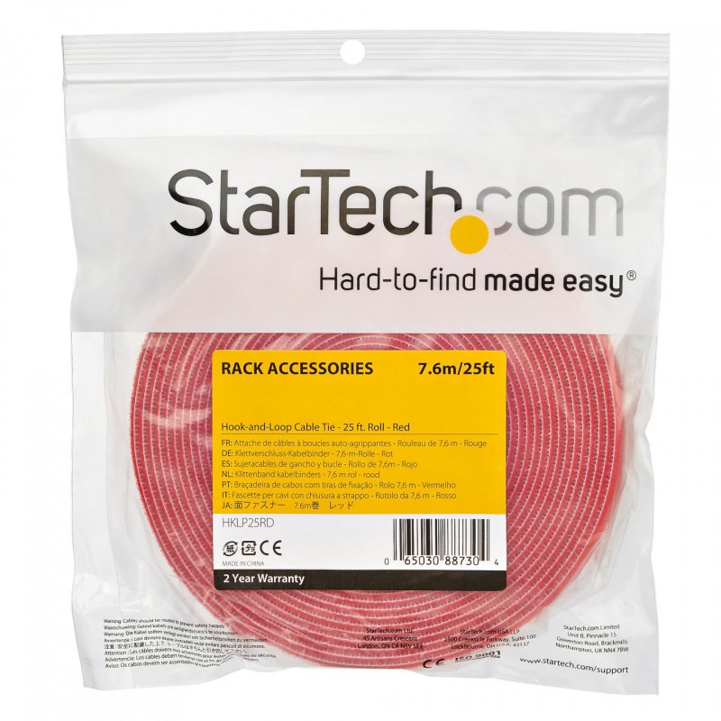 25FT. HOOK AND LOOP ROLL - RED - RESUABLE