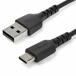 2M DURABLE USB 2.0 TO USB C CABLE BLACK ARAMID FIBER