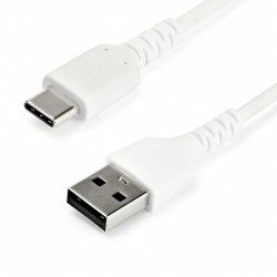 1M DURABLE USB 2.0 TO USB C CABLE WHITE ARAMID FIBER