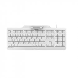 CHERRY SECURE BOARD 1.0 Clavier filaire, lecteur cartes à puce, gris clair, USB, AZERTY - FR