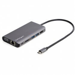 StarTech.com USB C Multiport Adapter - USB-C Mini Travel Dock w/ 4K HDMI or 1080p VGA - 3x USB 3.0 Hub, SD, GbE, Audio, 