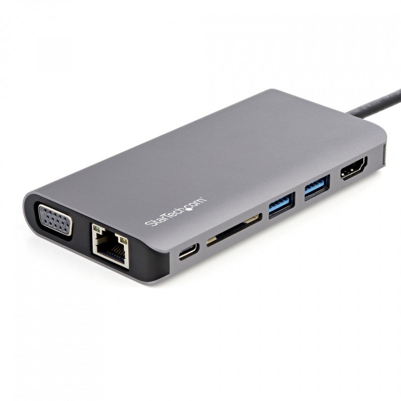 StarTech.com Adaptateur Multiport USB-C - Mini Dock USB-C avec 4K HDMI ou 1080p VGA - Hub 3x USB 3.0, SD, GbE, Audio, 10
