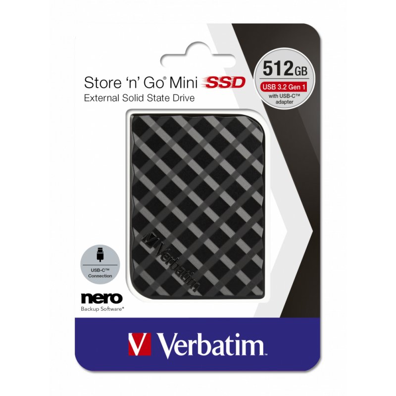 Verbatim Store 'n' Go Mini SSD USB 3.2 Gen 1 512GB Black