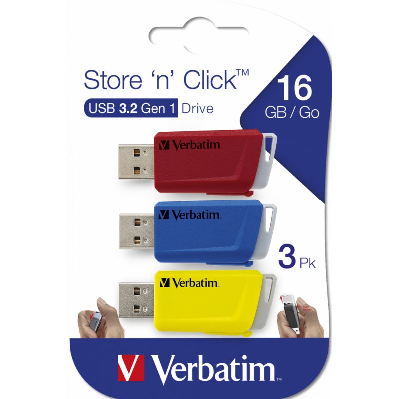 VERBATIM USB DRIVE 3.0 STORENCLICK 3X1