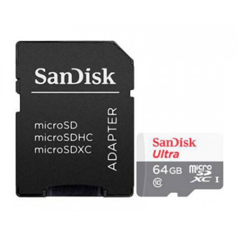 64GB SANDISK ULTRA MICROSDXC + SD ADAPTER 100MB/S CLAS 10 UHS-