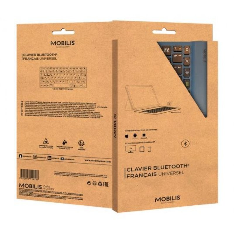 Universal French Bluetooth Keyboard Blue