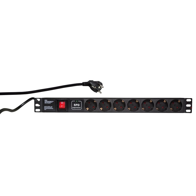 LogiLink PDU7C01 surge protector Black 7 AC outlet(s) 230 V 2 m