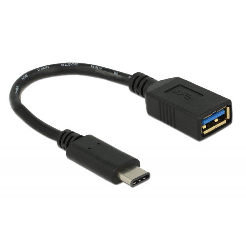 DeLOCK 0.15m USB 3.1 USB cable USB 3.2 Gen 2 (3.1 Gen 2) USB C USB A Black