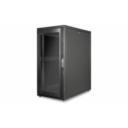 26HE Serverschrank, Unique, 1340x600x1000mm Stahl-Fronttür mit Plexiglas, schwarz (RAL 9005) Farbe Schwarz (RAL 9005) D