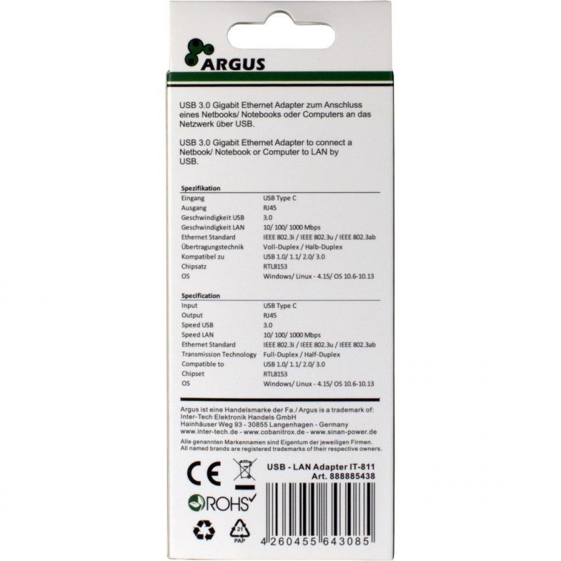 Inter-Tech ARGUS IT-811 carte et adaptateur d'interfaces