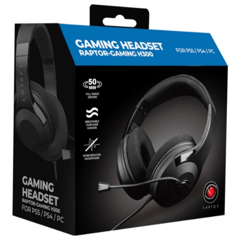 Raptor Gaming - Casque de jeu stéréo filaire H300 Noir pour PS4/PS5, Xbox Series X|S et Windows 10/11