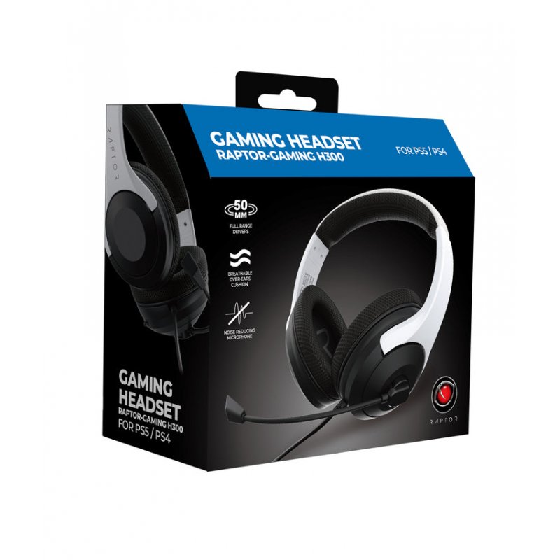 Raptor Gaming RG-H300-W écouteur/casque Avec fil Arceau Jouer Noir, Blanc