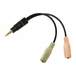 Audio Klinke 3,5mm 4Pol.  2x Klink 3,5mm Micro + Headset (ST - BU) Logilink