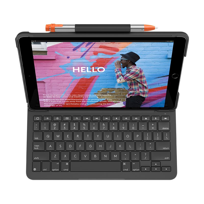 Logitech Slim Folio - Tastatur und Foliohülle - QWERTZ - Deutsch - Graphite