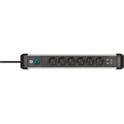 Brennenstuhl 1391030610 power extension 3 m 6 AC outlet(s) Indoor Black, Silver