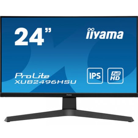 60,5cm/23,8'' (1920x1080) iiyama ProLite XUB2496HSU-B 16:9 1ms HDMI DisplayPort USB-C VESA Pivot Speaker Full HD Black