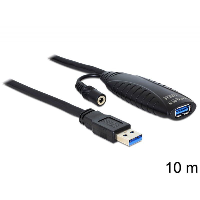 DeLOCK USB3.0-A - USB3.0-A, 10m câble USB USB 3.2 Gen 1 (3.1 Gen 1) USB A Noir