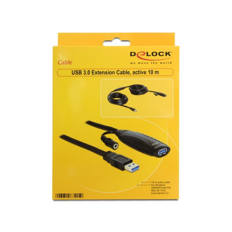 DeLOCK USB3.0-A - USB3.0-A, 10m câble USB USB 3.2 Gen 1 (3.1 Gen 1) USB A Noir