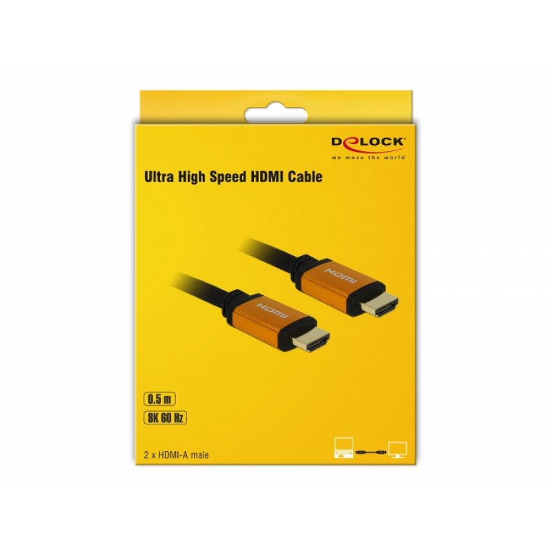 DeLOCK 85726 câble HDMI 0,5 m HDMI Type A (Standard) Noir, Or