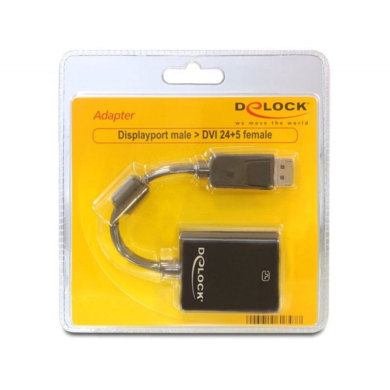 DeLOCK 61847 câble vidéo et adaptateur 0,125 m DisplayPort DVI-I Noir