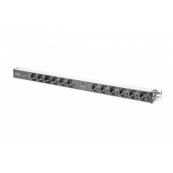 NWSZ Steckdosenleiste Aluminium PDU 1U Digitus compatible 2x 16A, 250VAC 50/60Hz, 12x Schutzkontakt, Überlastschutz
