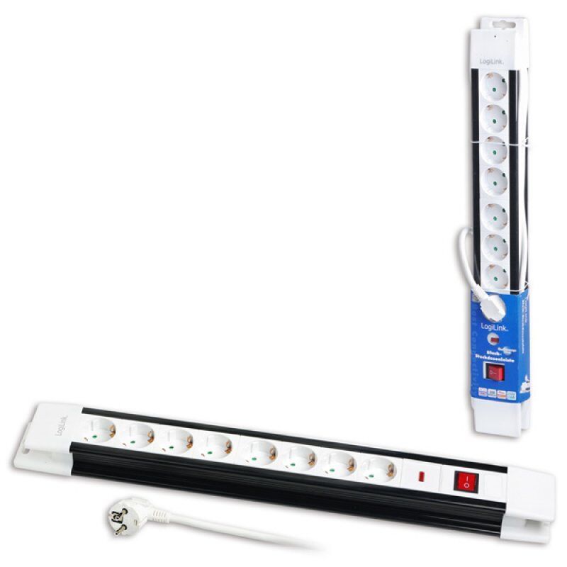 LogiLink LPS207 multiprise 3 m 8 sortie(s) CA Noir, Blanc