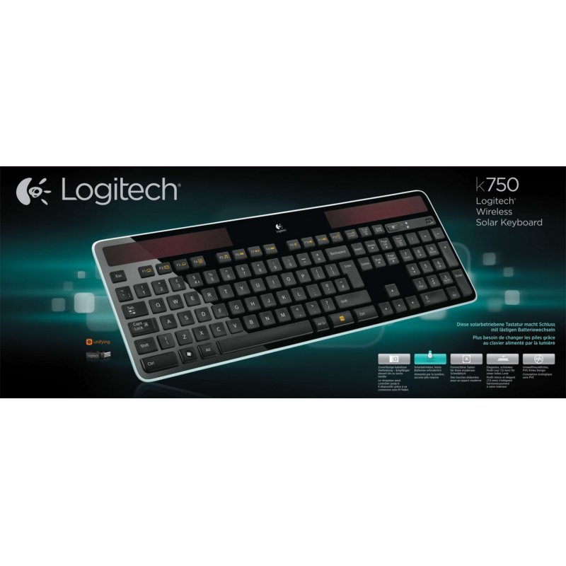 Logitech K750 Clavier Solaire sans Fil pour Windows, 2,4 GHz avec Mini Récepteur USB, Ultra-Léger,...