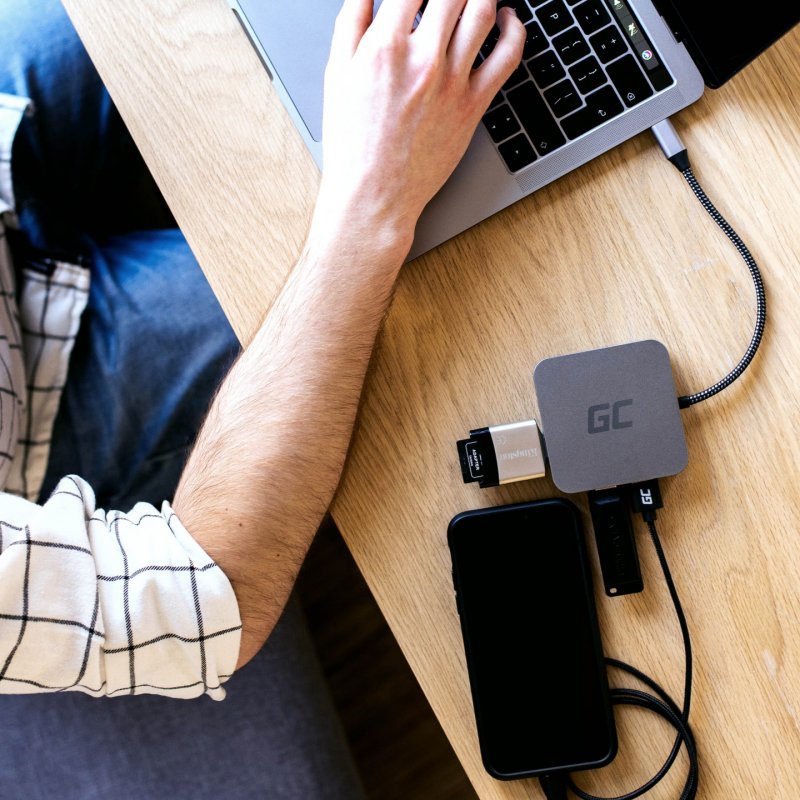 Green Cell AK61 station d'accueil USB 3.2 Gen 1 (3.1 Gen 1) Type-C Argent