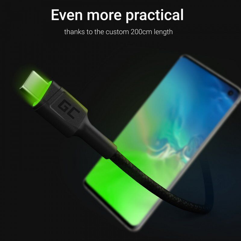 Green Cell KABGC13 câble USB 2 m USB 2.0 USB A USB C Noir