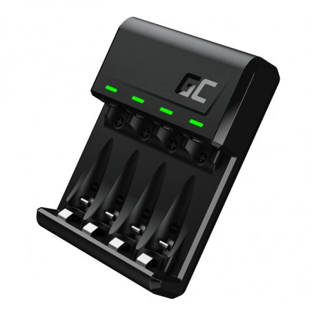 Akku Ladegerät GreenCell compatible VitalCharger Ni-MH AA/AAA microUSB USB-C Port Black