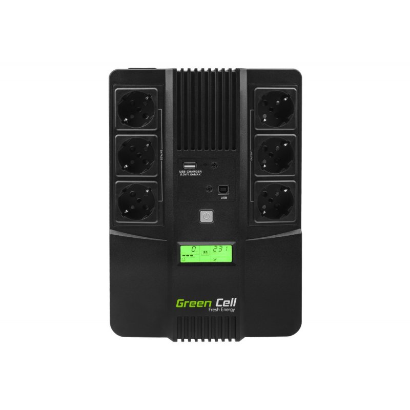 Green Cell AiO 800VA LCD alimentation d'énergie non interruptible Interactivité de ligne 0,8 kVA 480 W 6 sortie(s) CA