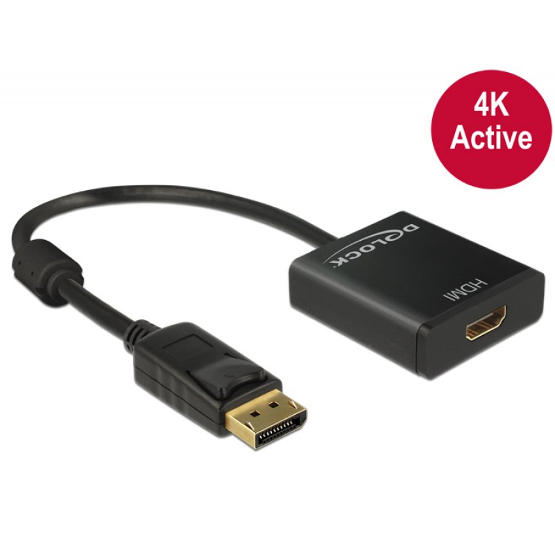 DeLOCK 62607 câble vidéo et adaptateur 0,2 m DisplayPort HDMI Type A (Standard) Noir