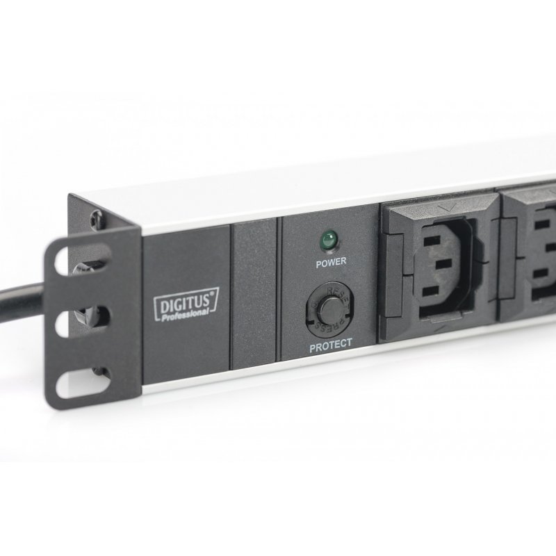 Digitus aluminum outlet strip, 10 outlets, 2 m supply IEC C14 plug