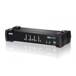 ATEN 4-Port USB DVI KVM Switch with Audio & USB 2.0 Hub (KVM Cables included)
