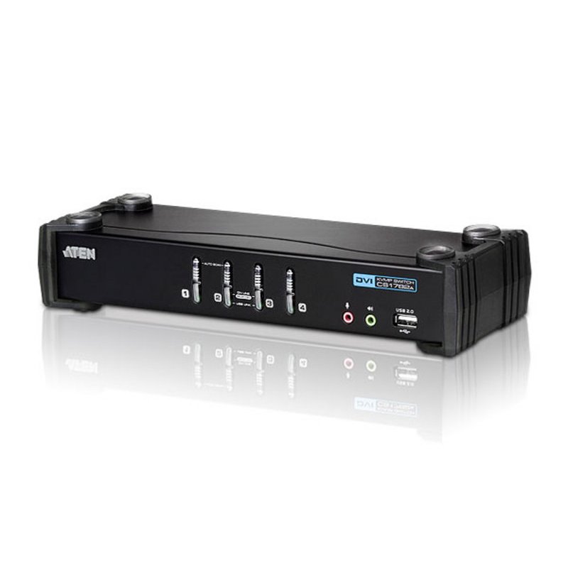 ATEN 4-Port USB DVI KVM Switch with Audio & USB 2.0 Hub (KVM Cables included)