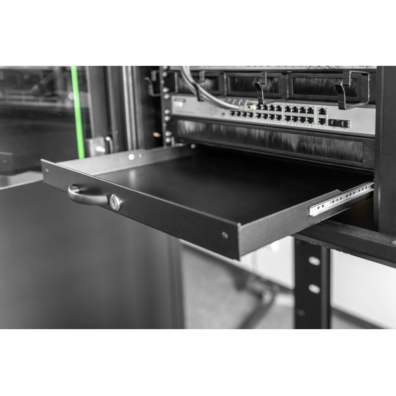 NWSZ Tastatureinschub abschließbar 19" 1HE Digitus compatible Farbe black RAL 9005