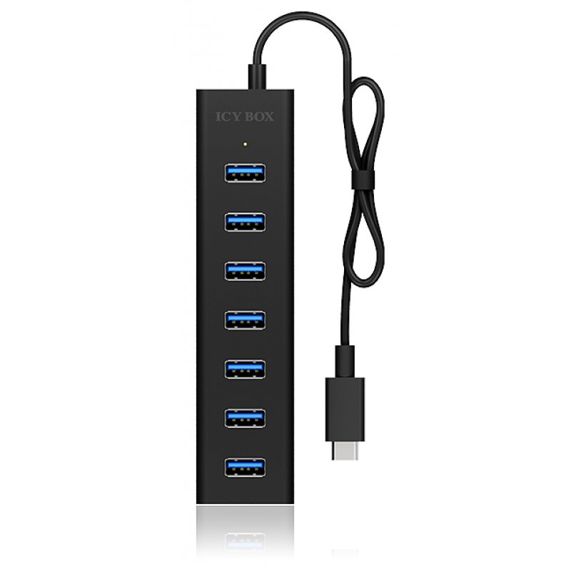 Type-C™ zu 7-Port USB 3.0 Type-A , Alu-Gehäuse ICY BOX