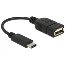 KAB USB 2.0 A - C (Buchse - Stecker) Adapter 15 cm schwarz Delock compatible