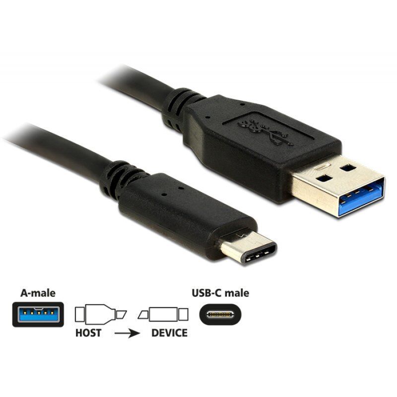 DeLOCK 0.5m USB3.1-C/USB3.1-A USB cable USB 3.2 Gen 2 (3.1 Gen 2) USB A USB C Black