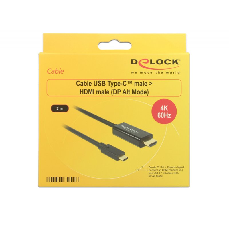 DeLOCK 85291 video cable adapter 2 m USB Type-C HDMI Black