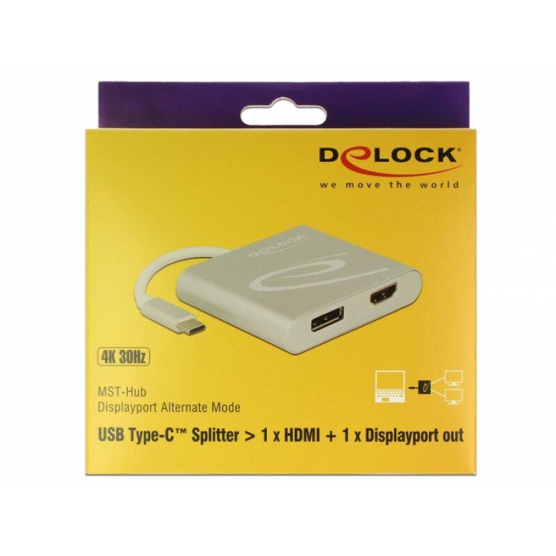 KAB USB C  Adapter Splitter 1 x HDMI 1 x DP Buchse DP-Alt Mode Delock compatible