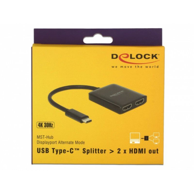 KAB USB C  Adapter Splitter 2 x HDMI Buchse DP-Alt Mode kompakt Delock compatible